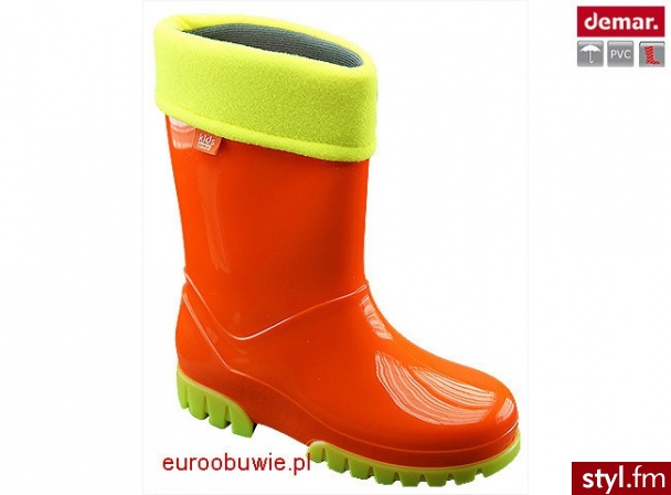DEMAR Obuwie Dziecięce Kalosze DM-034-TLF-C Pomarańczowy - Kalosze Buty Moda