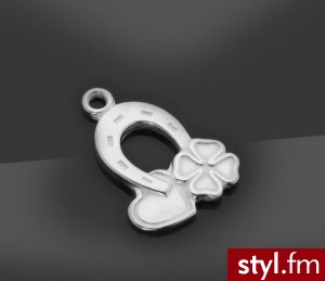 Charms podkowa z koniczynką i serduszkiem srebro - Wisiorki Biżuteria Moda