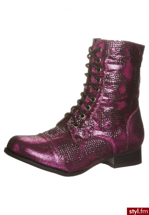 Iron Fist Botki Sznurowane Pink - Botki Buty Moda