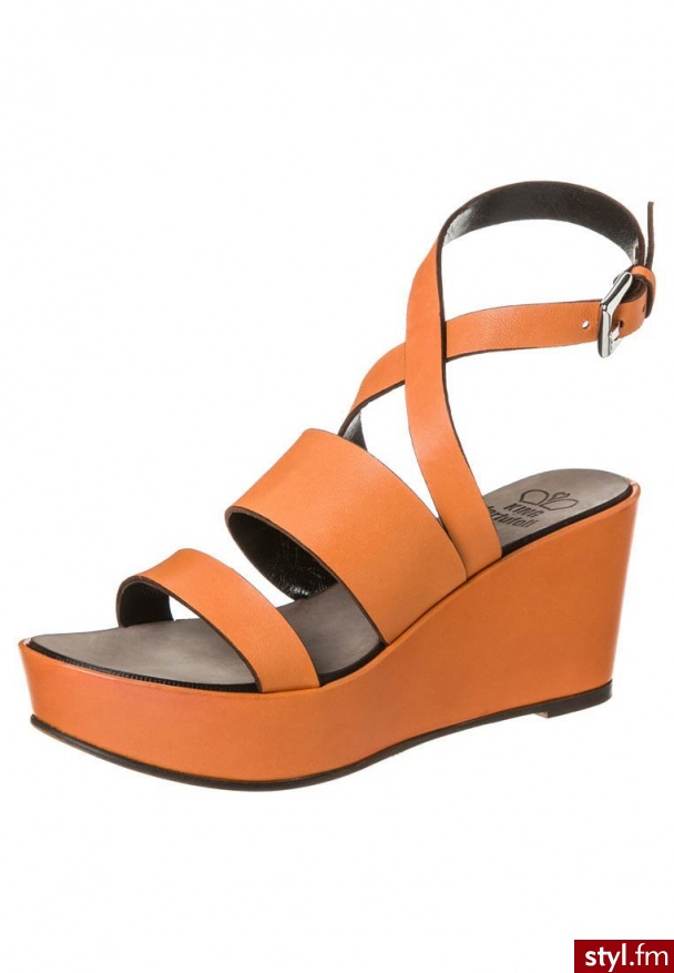 King BELGIO Sandały na koturnie pomarańczowy 5606 - Koturny Buty Moda