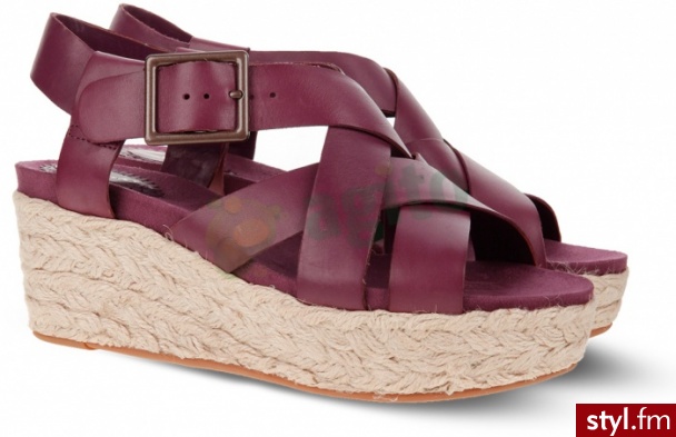 CLARKS Sandały onslow daisy na koturnie fioletowe 028803 - Koturny Buty Moda