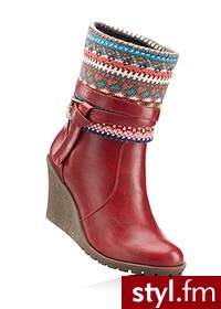 Bonprix Botki czerwony 909337_25177 - Botki Buty Moda