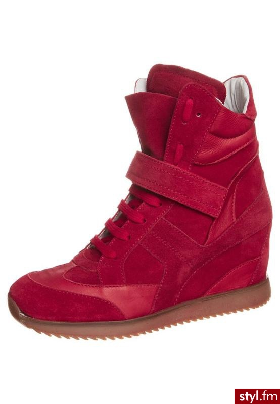 Zign Botki na koturnie czerwony - Botki Buty Moda
