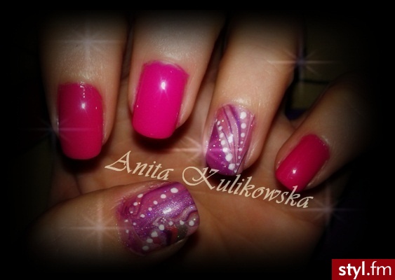 Water marble :) - Kwadratowe Naturalne Paznokcie