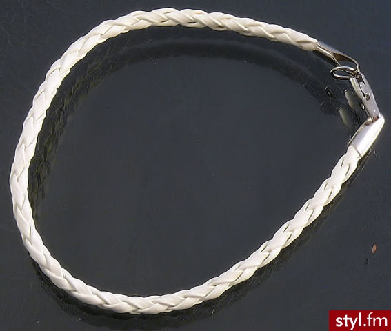 Bransoletka rzemień biała 2mm, 19cm - Bransoletki Biżuteria Moda