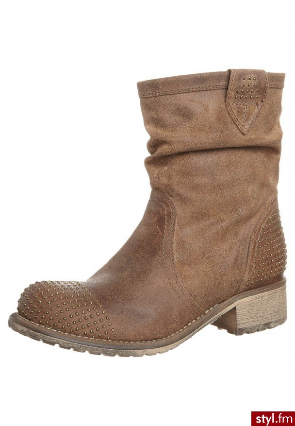 Bullboxer Botki kowbojki i motocyklowe brązowy 469503 - Botki Buty Moda