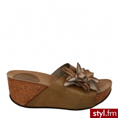 Venezia KLAPKI NA KOTURNIE 12826 TAUPE - Klapki Buty Moda