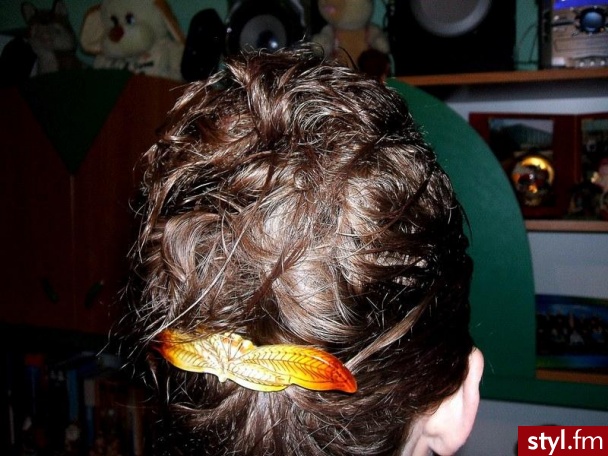 Z liściem na głowie. Zwykła fryzurka - Wieczorowe Średnie Fryzury