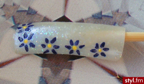 blue flowers - Paznokcie