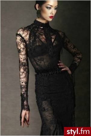 Lace Black Dress Tom Ford Fall 2011 - Wieczorowe Sukienki Moda