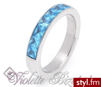 Violette Pierścionek damski cyrkonie aqua - Stal nierdzewna - AQUA RA003 - Pierścionki Biżuteria Moda