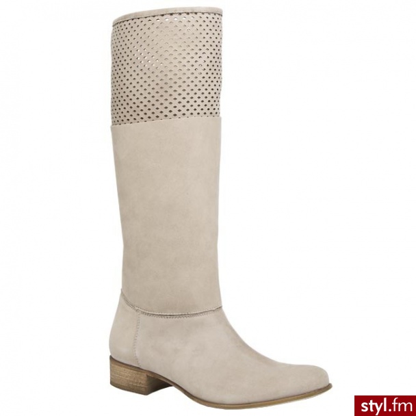 Gino Rossi Kozaki DKD981-0300-252-T-8300 Beżowy (Popiel) - Kozaki Buty Moda