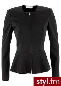 Bonprix Żakiet z baskinką czarny 904053_24543 - Marynarki i żakiety Okrycia Moda