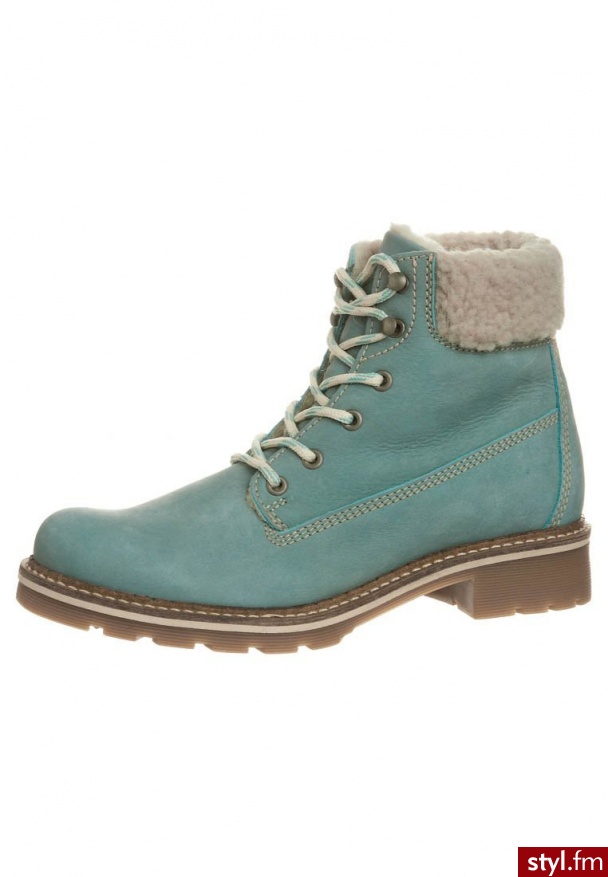 Pier One Botki sznurowane zielony - Botki Buty Moda