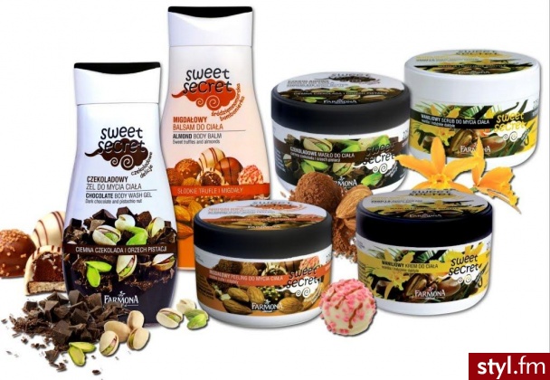 Migdałowy peeling pod prysznic *Migdałowy balsam do ciała *Waniliowy scrub do mycia ciała *Waniliowy krem do ciała * Czekoladowy żel pod prysznic * Czekoladowe masło do ciała - Misz-masz
