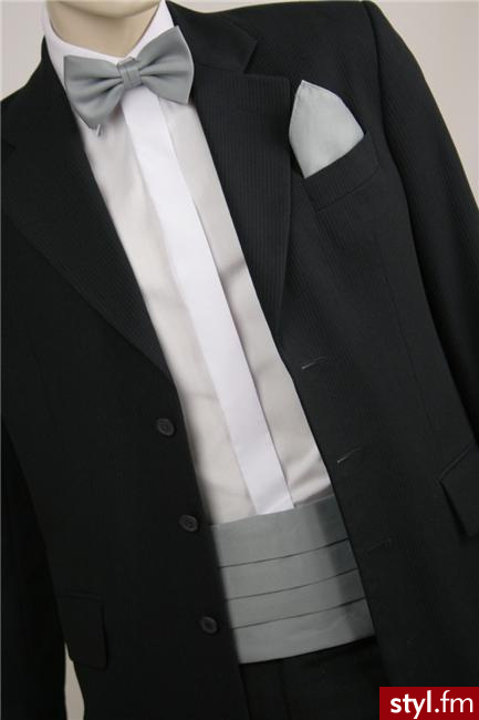 Komplet pas smokingowy mucha i butonierka SMCH0007 - Pozostałe Biżuteria Moda