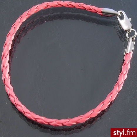 Bransoletka rzemień ciemnoróżowa 2mm, 19cm - Bransoletki Biżuteria Moda