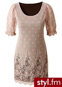 Bonprix Sukienka koronkowa różowobrązowy 930071_14455 - Pozostałe Sukienki Moda