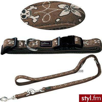 Zestaw Hunter: obroża Ecco Sport + smycz, czarne - Obroża rozm. S + smycz 110 cm / 15 mm - Psy Zwierzaki
