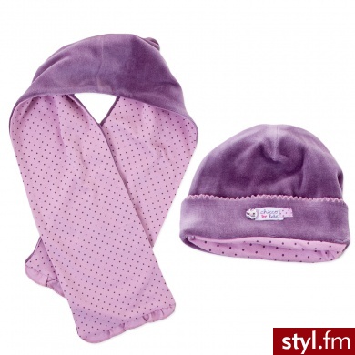 Chicco Girls Baby zestaw zimowy czapka+ szalik kolor fioletowy - Nakrycia głowy Dodatki Moda
