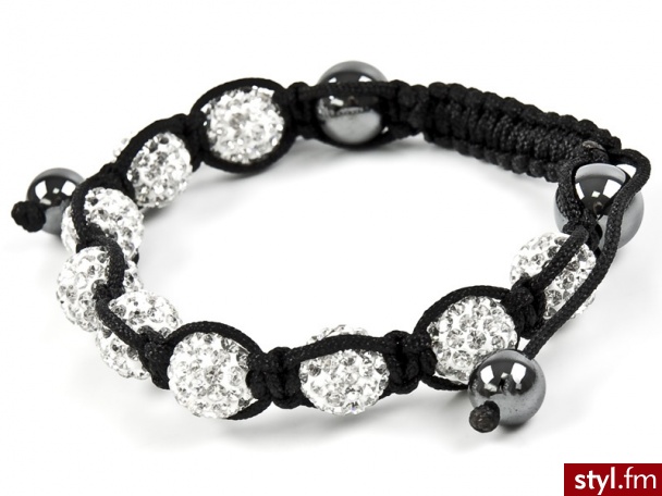 BRANSOLETKA SHAMBALLA SWAROVSKI CYRKONIE 9 KULEK - Bransoletki Biżuteria Moda