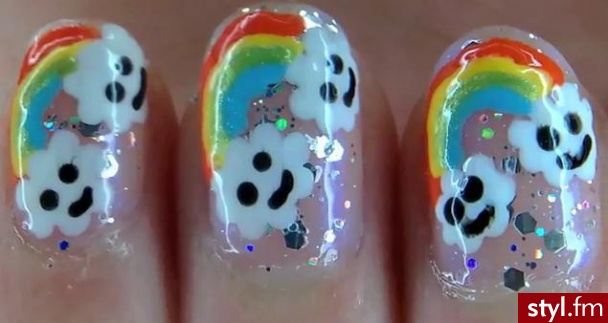 rainbow clouds - Paznokcie