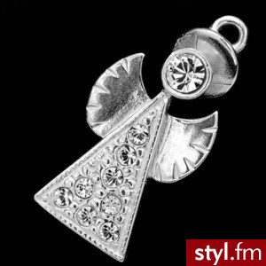 Charms aniołek z kamieniami Swarovski srebro 925 - Wisiorki Biżuteria Moda