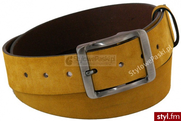 Stylowe Paski Musztardowy Nubuk mod23 - Paski Dodatki Moda