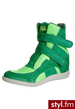 Buffalo Botki na koturnie zielony (2208) - Botki Buty Moda