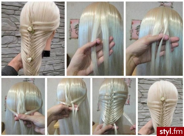 Blond Warkocze Proste Wieczorowe Długie Fryzury