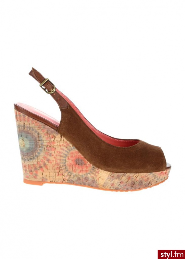 DESIGUAL Sandały na koturnie telma multi brązowy - Koturny Buty Moda