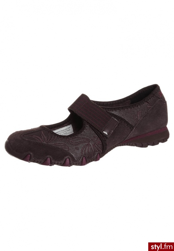 Skechers Bikers Baleriny Z Zapięciem Brązowy - Balerinki Buty Moda
