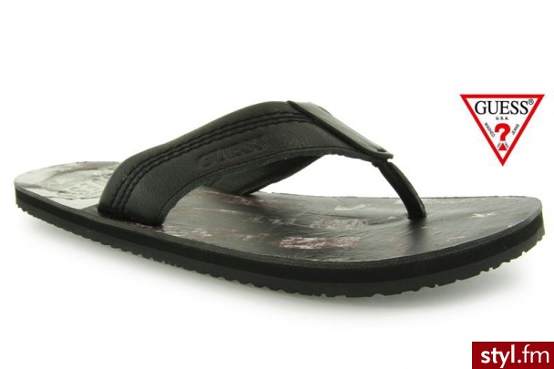 Guess AzIS THONG BLACK - Klapki Buty Moda