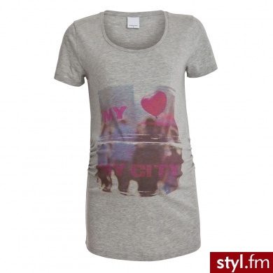 Mama Licious Bluzka z krótkim rękawem dla kobiet w ciąży ONCE HEART light grey melange szary - Tuniki Ciuchy Moda