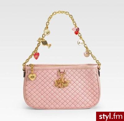 Mini torebeczka wykonana z weluru w kolorze pudrowym od Juicy Couture - 158$ - Pozostałe Torebki Moda