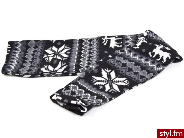 LEGGINSY GETRY NORDIC SNOWMAN GREY Czarny - Leginsy Spodnie Moda