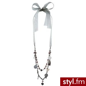 2 row necklace with ribbon tie - Light grey-green - Promod - Polyvore. Pobrano ze strony: http://www.polyvore.com/cgi/thing?id=26566362 - Pozostałe Dodatki Moda
