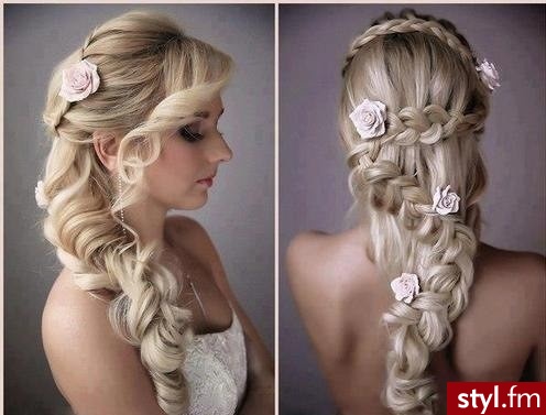 Blond Upięcie Proste Ślubne Długie Fryzury