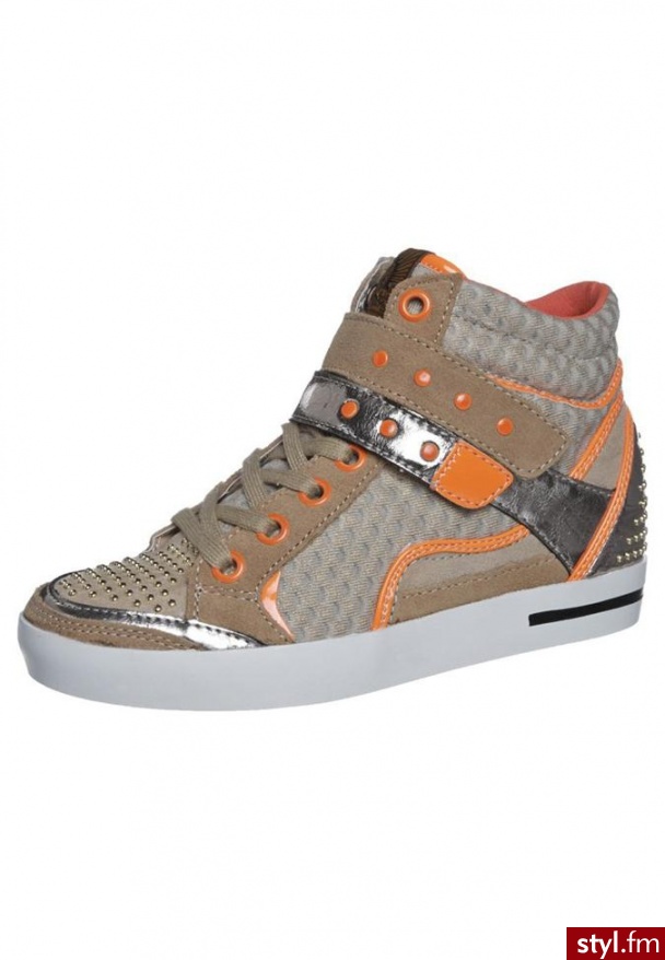 Bullboxer Botki na koturnie beżowy - Botki Buty Moda