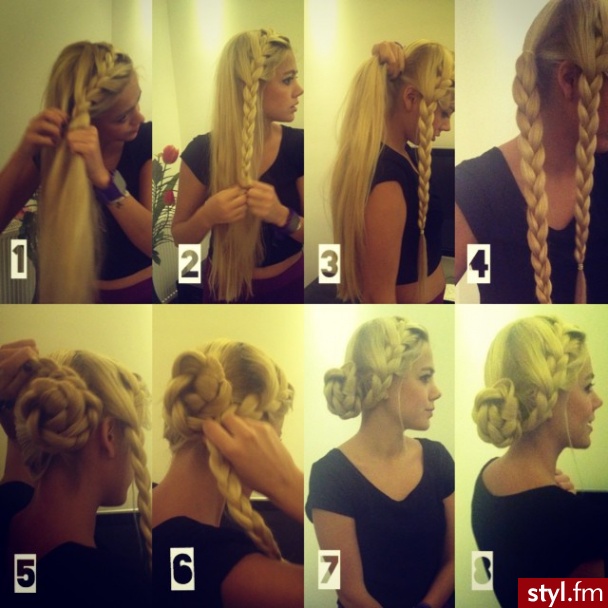 Blond Warkocze Proste Na co dzień Długie Fryzury