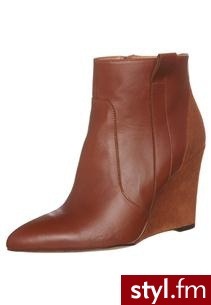 zign Botki na koturnie brązowy (13425) - Koturny Buty Moda