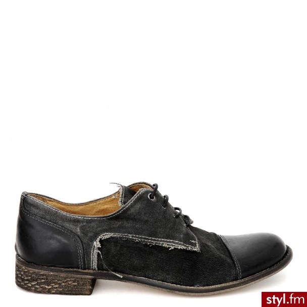 Venezia PÓŁBUTY SZNUROWANE 504 V+C NERO - Półbuty Buty Moda