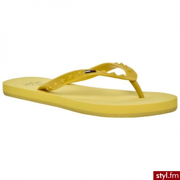 TOMMY HILFIGER Japonki DENIM Shell 1A EN56815365 779 Żółty (Super Lemon) 779 - Klapki Buty Moda