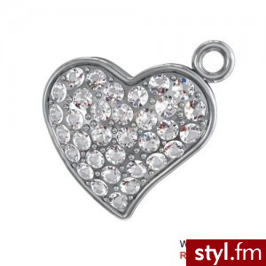 Charms serduszko z kamieniami Swarovski srebro 925 - Wisiorki Biżuteria Moda