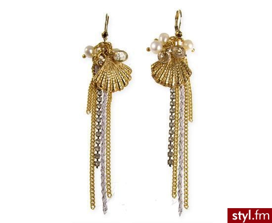wiszące kolczyki z muszelkami i perełkami od Betsey Johnson - 48$ - Pozostałe Dodatki Moda