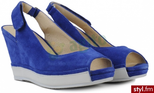 BRONX Sandały na koturnie niebieskie 831833 - Koturny Buty Moda