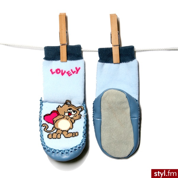 BoboBaby Skarpetki Mokasyny 6-12 m-cy niebieskie (NBB134 CAT BLUE) - Rajstopy Bielizna Moda