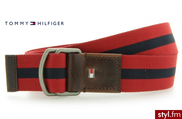 TOMMY HILFIGER Dario STP Belt Apple Red/Midnight - Paski Dodatki Moda