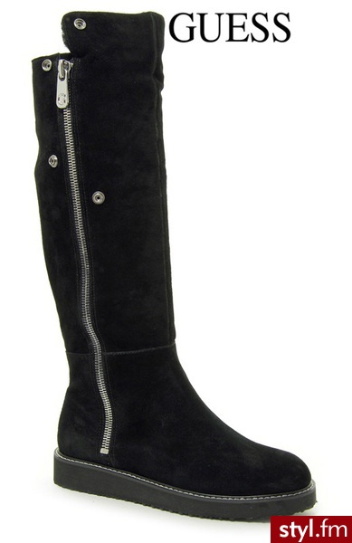 Guess KINGSLEY ACTIVE LADY SUEDE BLACK - Kozaki Buty Moda