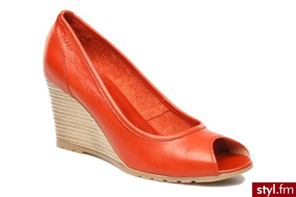 ESPRIT KOTURNY ISIS PEEPTOE WEDGE (Czerwony) - Koturny Buty Moda